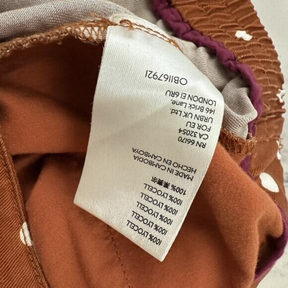 Anthropologie Polka Dot Pant Size S Brown White Wide Leg Pleated Crop - Picture 6 of 10